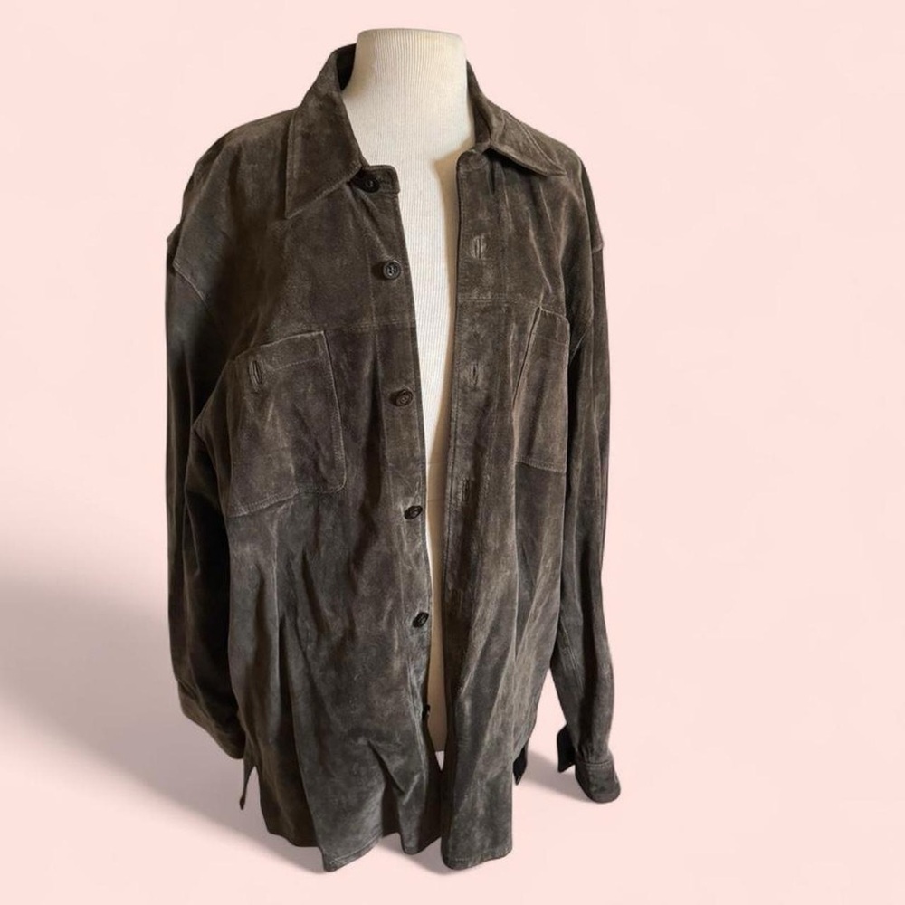 1990’s Vintage Brown Suede Leather Vintage Lightweight Jacket / Shacket Shirt